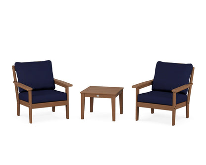 Country Living Cottage 3-Piece Deep Seating Set in Teak / Navy