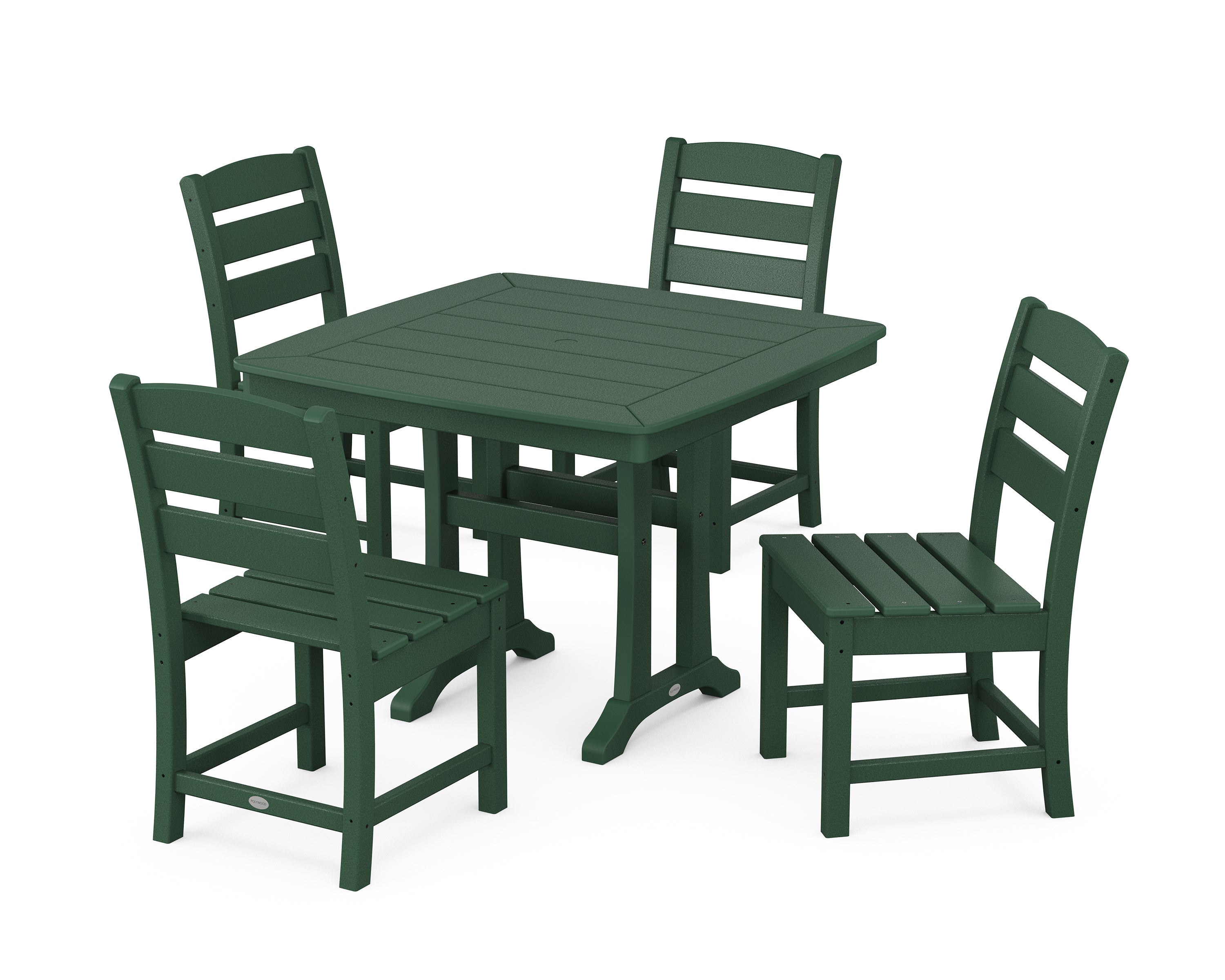 POLYWOOD® Lakeside Side Chair 5-Piece Dining Set with Trestle Legs in Green