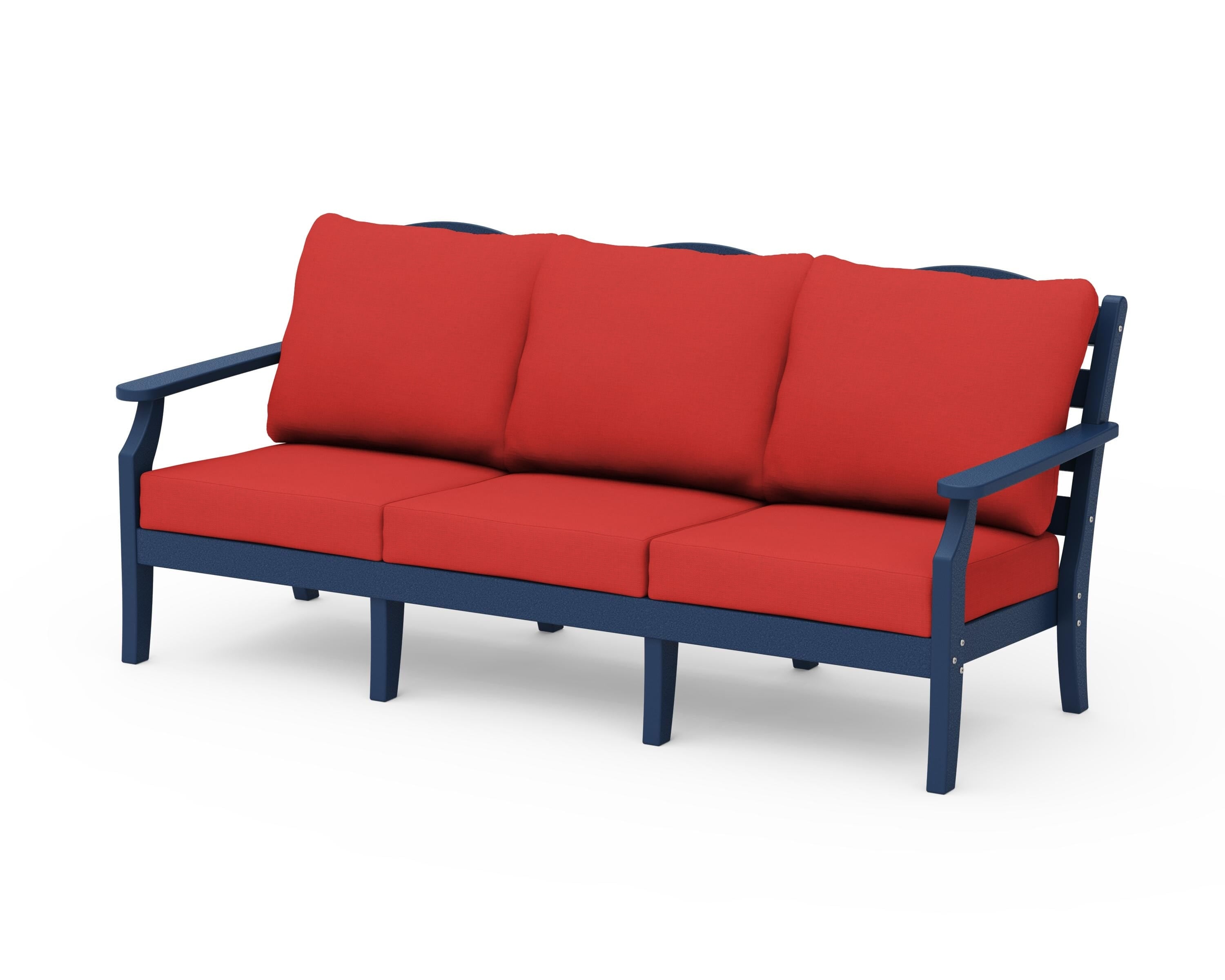 Draper James™ by  POLYWOOD® Savannah Deep Seating Sofa in Navy / Crimson Linen
