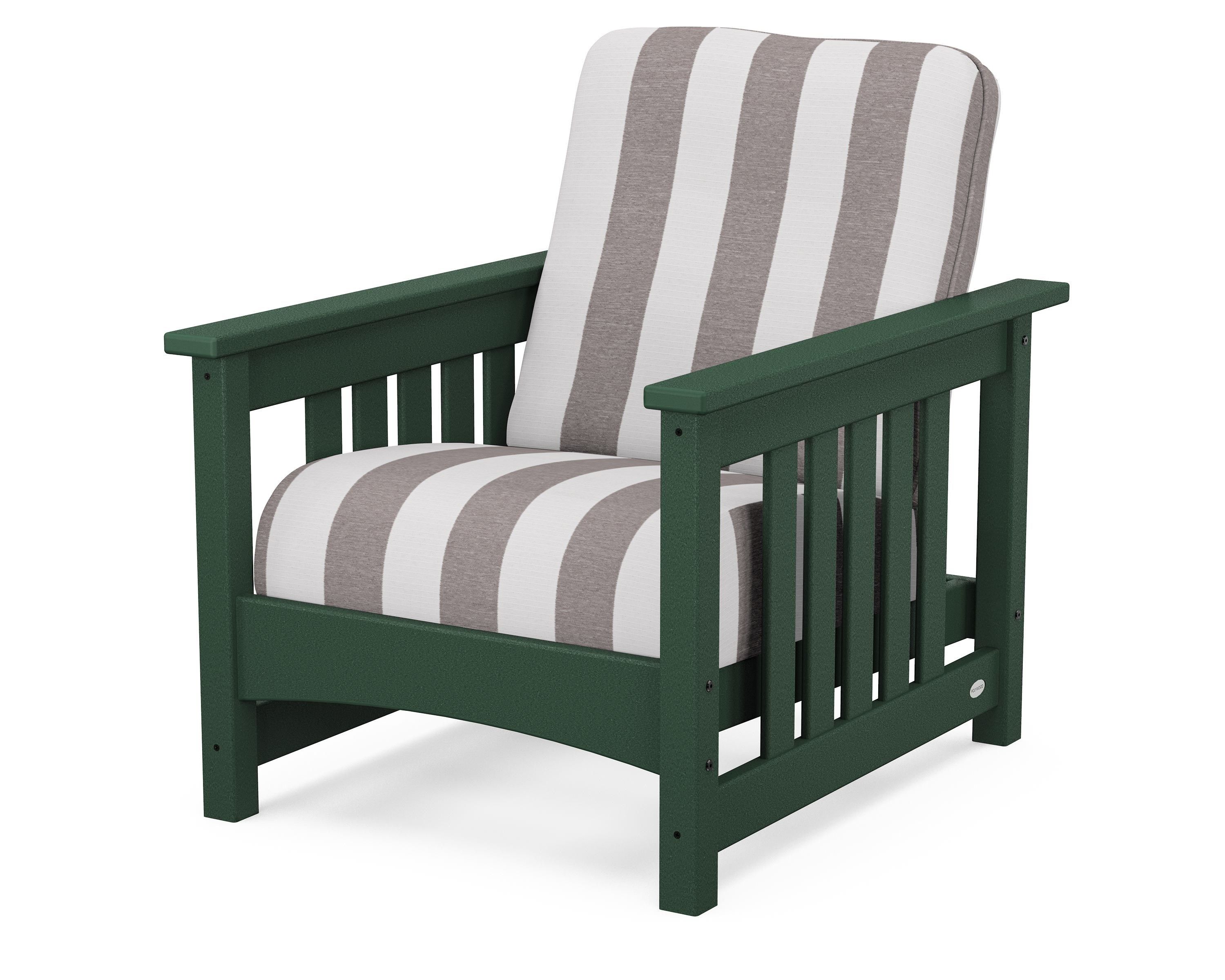 POLYWOOD® Club Mission Chair in Green / Cabana Stripe Grey Mist