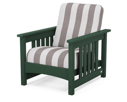 POLYWOOD® Club Mission Chair in Green / Cabana Stripe Grey Mist