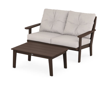 POLYWOOD® Lakeside 2-Piece Lounge Loveseat Set in Mahogany / Dune Burlap