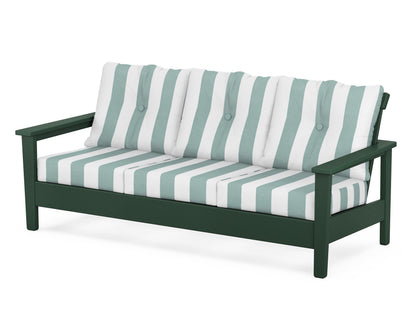POLYWOOD® Prescott Deep Seating Sofa in Green / Cabana Stripe Glacier Spa