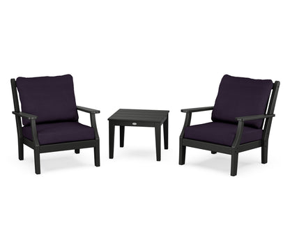 Country Living Wovendale 3-Piece Deep Seating Set in Black / Navy Linen