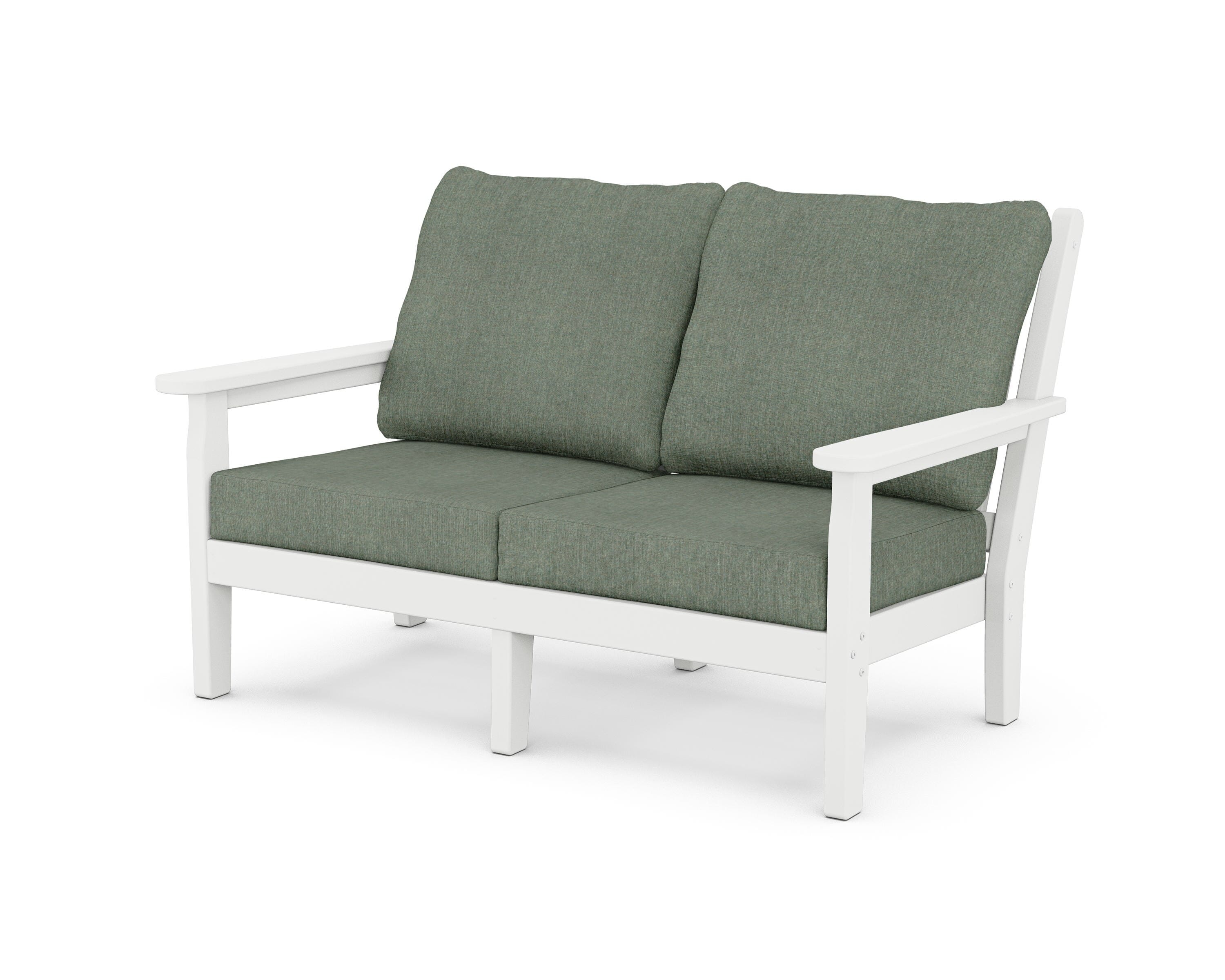 POLYWOOD® Chippendale Deep Seating Loveseat in White / Cast Sage