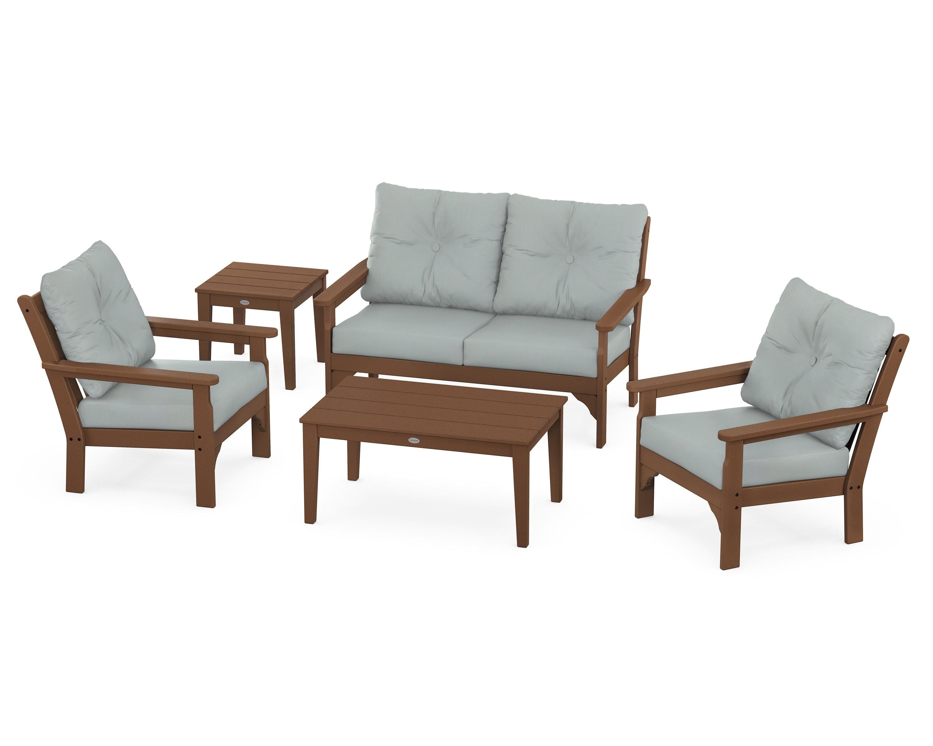 POLYWOOD® Vineyard 5-Piece Deep Seating Set in Teak / Spa