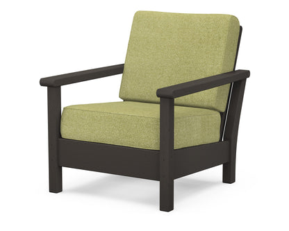 POLYWOOD® Harbour Deep Seating Chair in Vintage Coffee / Chartreuse Boucle