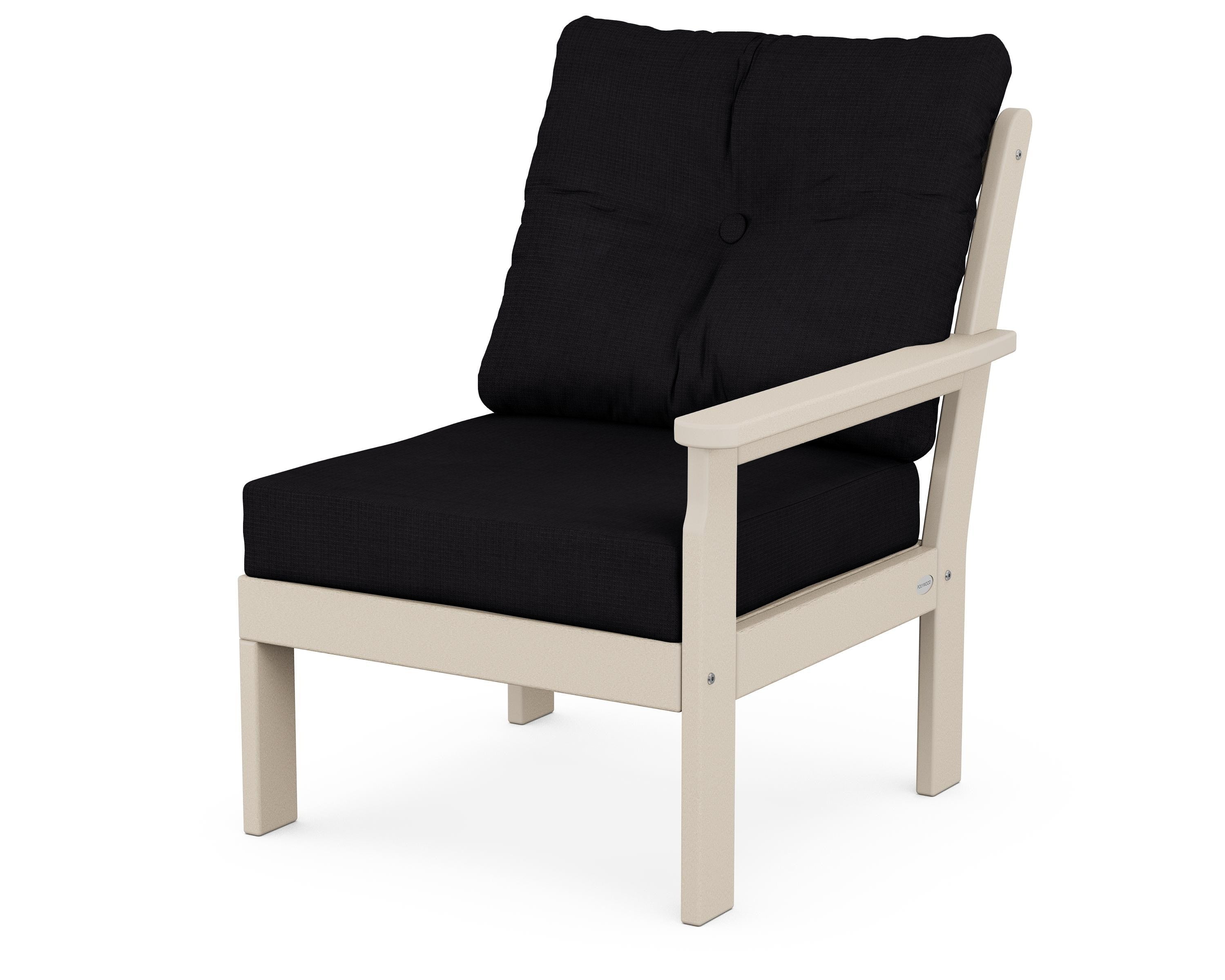 POLYWOOD® Vineyard Modular Right Arm Chair in Sand / Midnight Linen