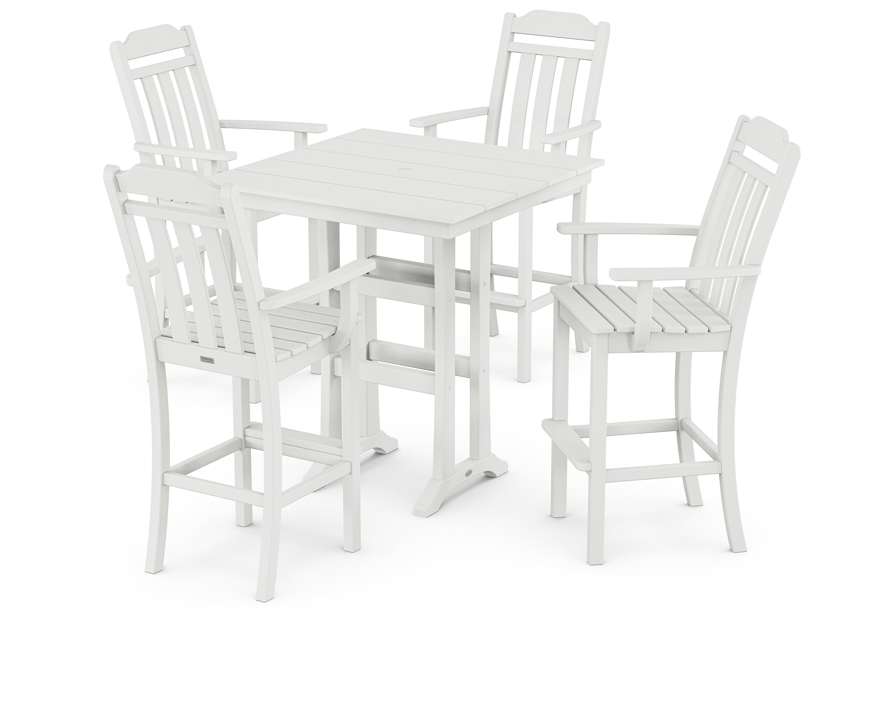 Country Living Cottage 5-Piece Farmhouse Bar Set with Trestle Legs in White