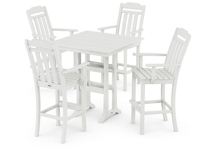 Country Living Cottage 5-Piece Farmhouse Bar Set with Trestle Legs in White