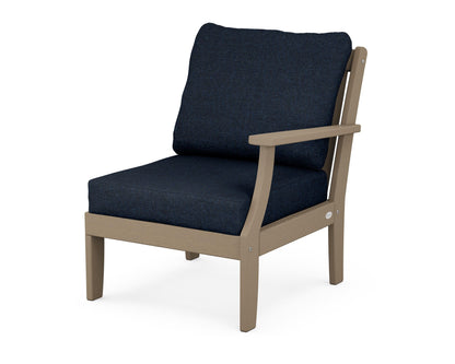 POLYWOOD® Braxton Modular Right Arm Chair in Vintage Sahara / Marine Indigo