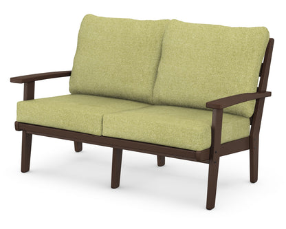 POLYWOOD® Grant Park Deep Seating Loveseat in Mahogany / Chartreuse Boucle