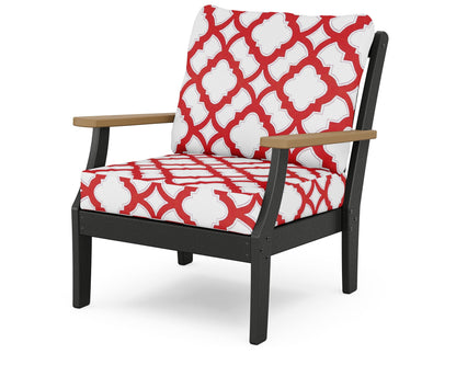 POLYWOOD® Braxton Deep Seating Chair in Black / Natural / Trellis Crimson