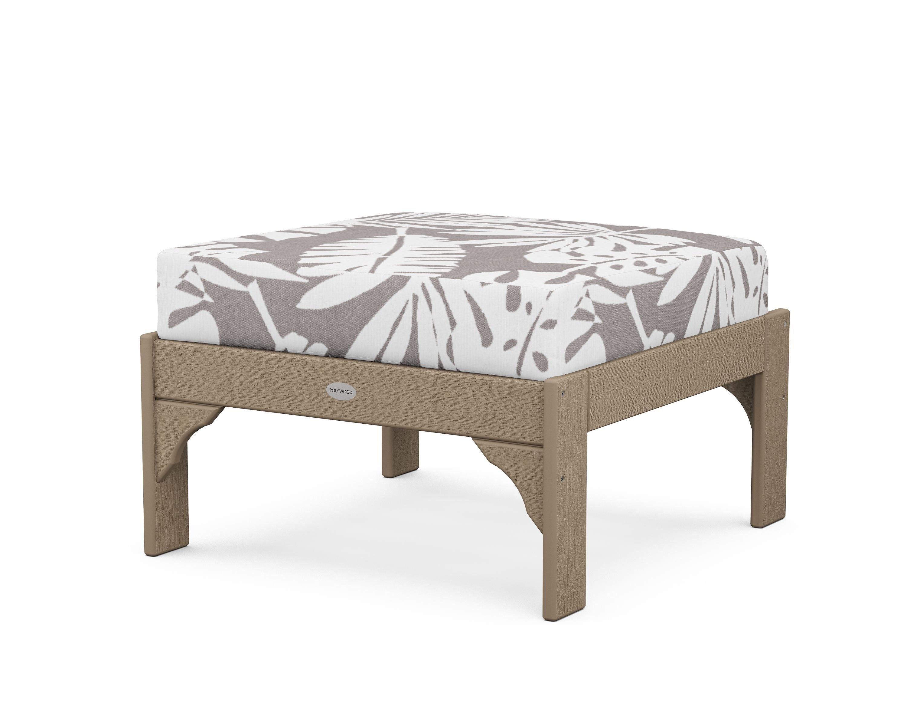 POLYWOOD¬Æ Vineyard Deep Seating Ottoman in Vintage Sahara / Leaf Grey Mist