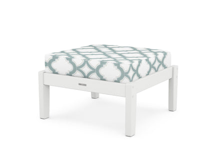 Martha Stewart by POLYWOOD® Chinoiserie Deep Seating Ottoman in White / Trellis Glacier Spa
