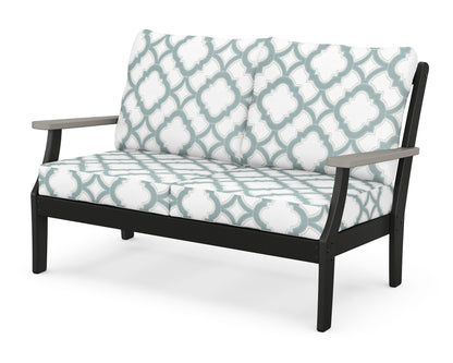 POLYWOOD® Braxton Deep Seating Loveseat in Black / Driftwood / Trellis Glacier Spa