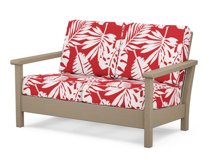 POLYWOOD® Harbour Deep Seating Loveseat in Vintage Sahara / Leaf Crimson