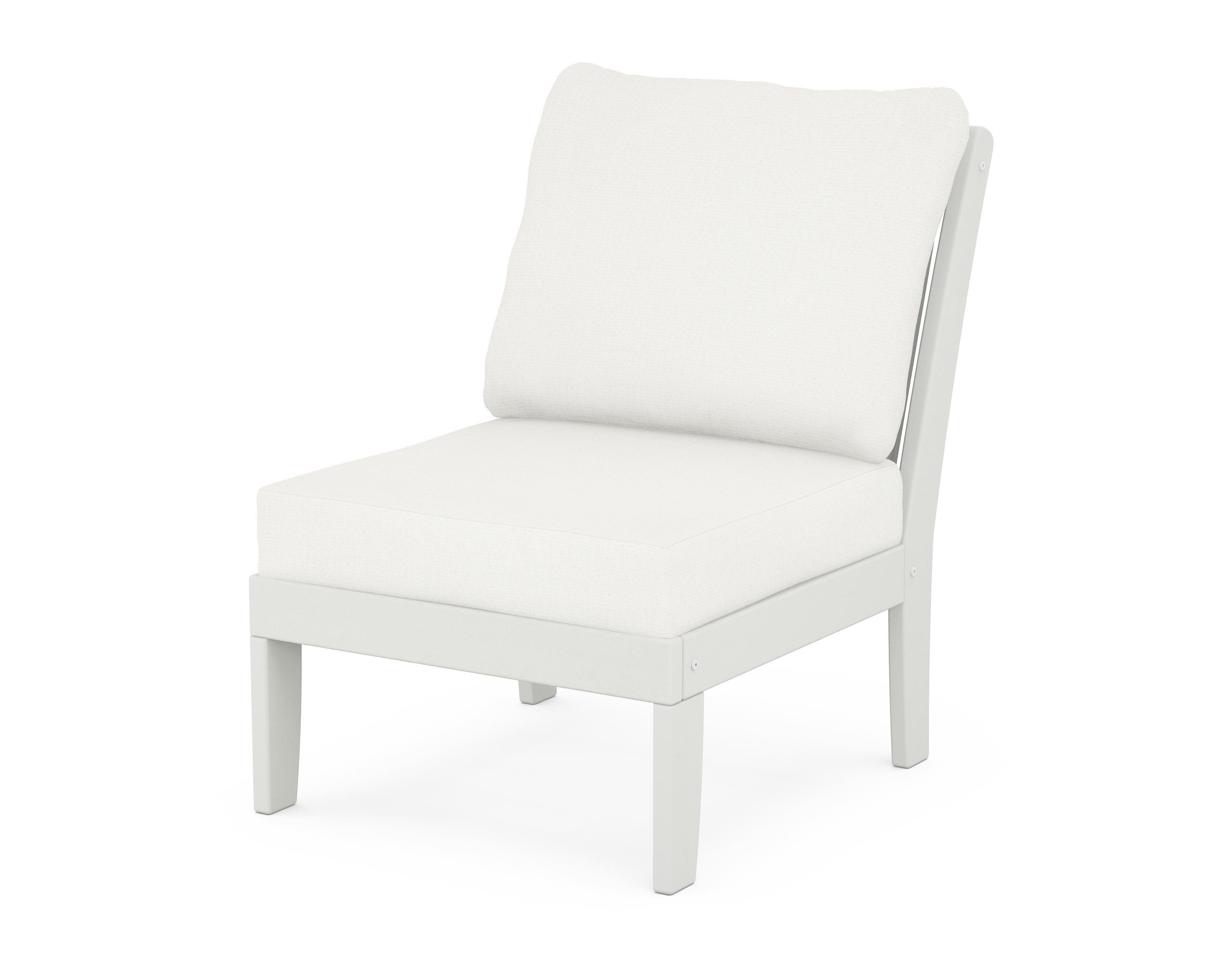 POLYWOOD® Braxton Modular Armless Chair in Vintage White / Natural Linen