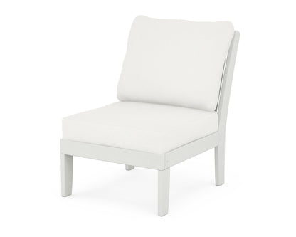 POLYWOOD® Braxton Modular Armless Chair in Vintage White / Natural Linen