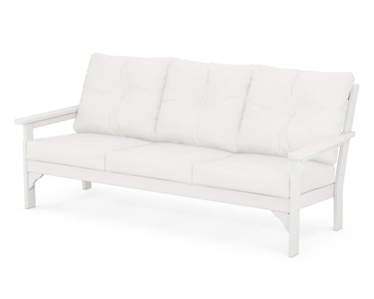 POLYWOOD® Vineyard Deep Seating Sofa in White / Natural Linen