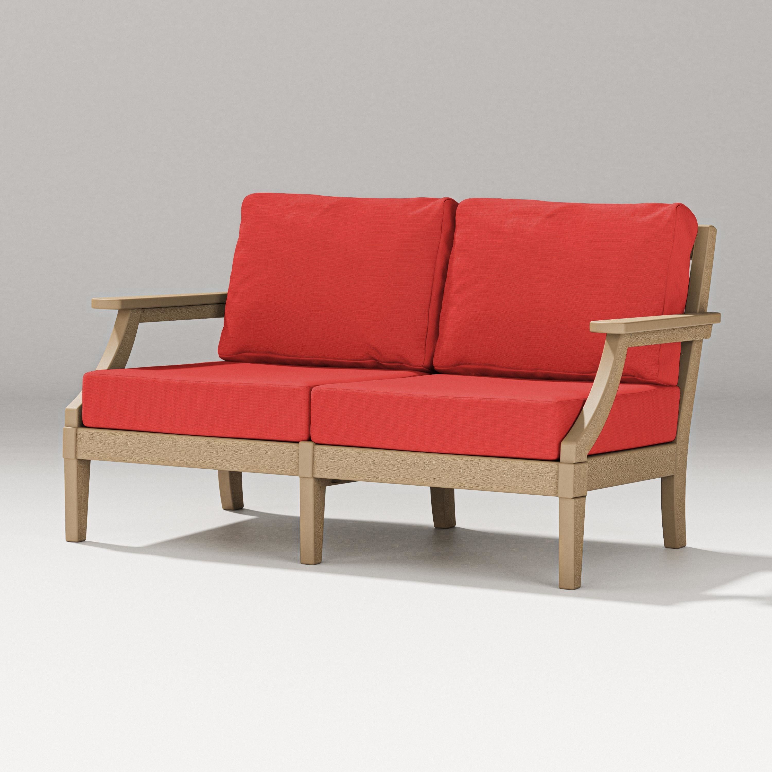 PW Designer Series Estate Loveseat in Vintage Sahara / Crimson Linen