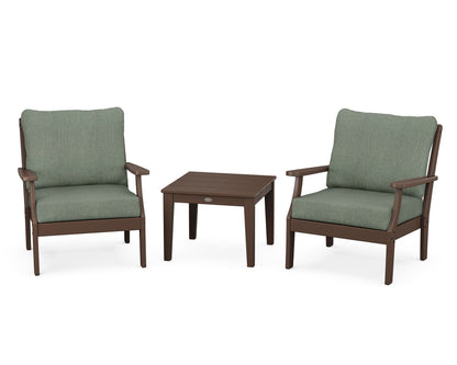 POLYWOOD® Braxton 3-Piece Deep Seating Set in Mahogany / Cast Sage