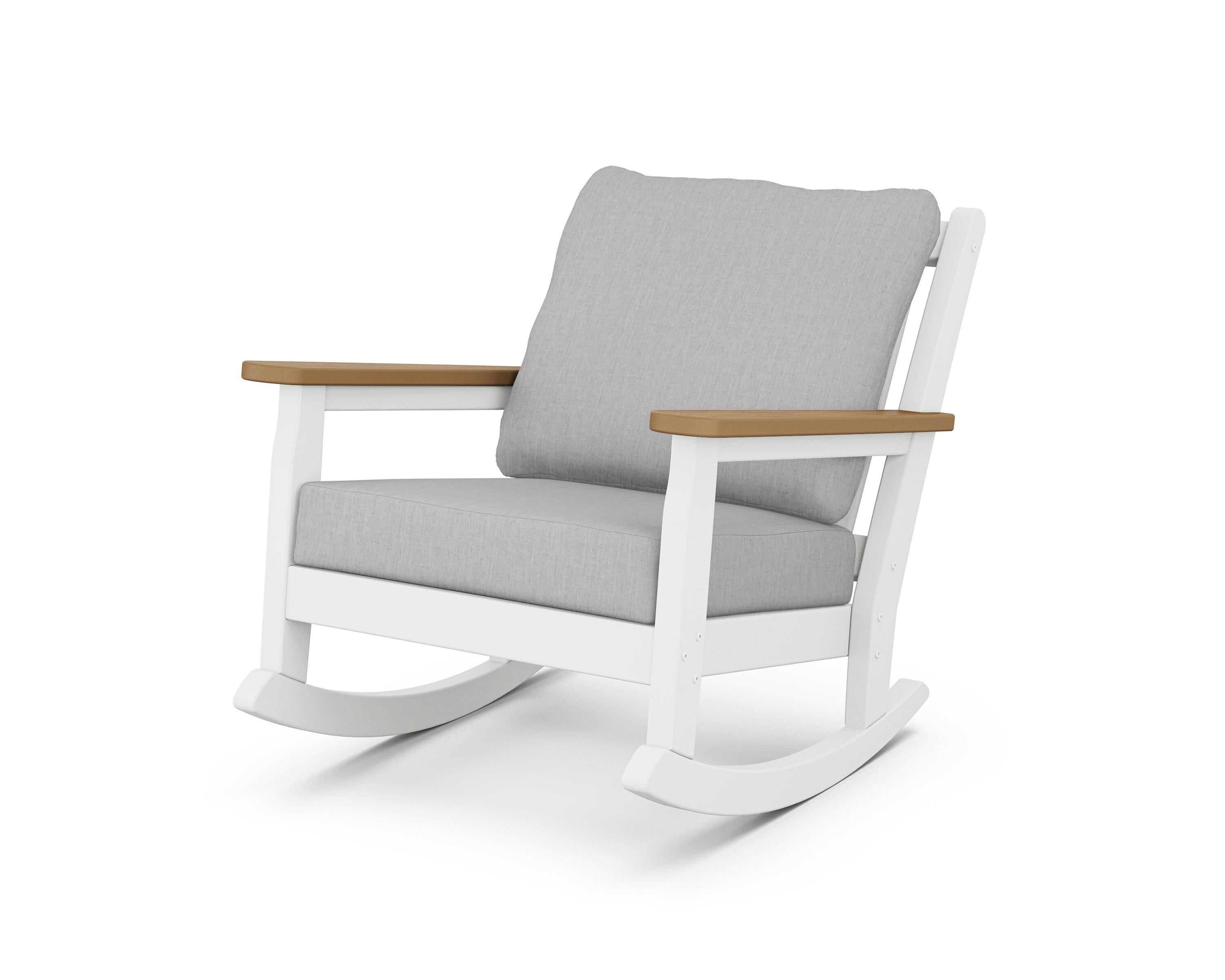 POLYWOOD® Chippendale Deep Seating Rocking Chair in White / Natural / Granite
