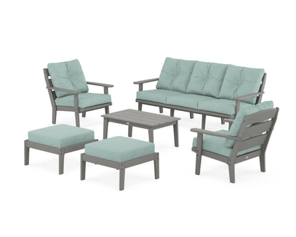 POLYWOOD® Lakeside 6-Piece Lounge Sofa Set in Slate Grey / Glacier Spa