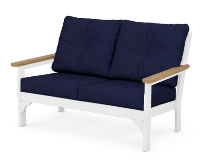 POLYWOOD® Vineyard Deep Seating Loveseat in White / Natural / Navy