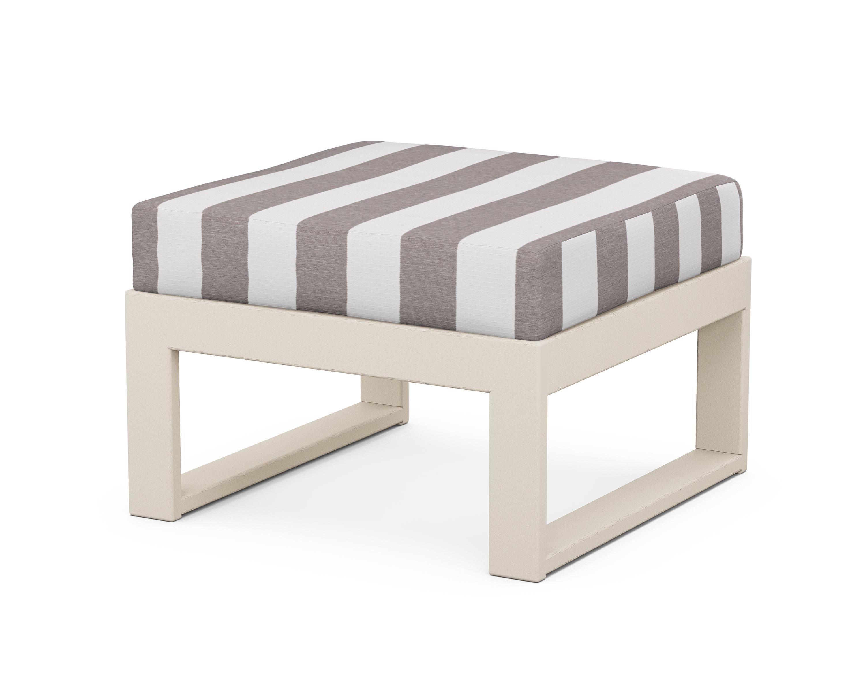 Unbranded Modular Ottoman - Modern in Sand / Cabana Stripe Grey Mist