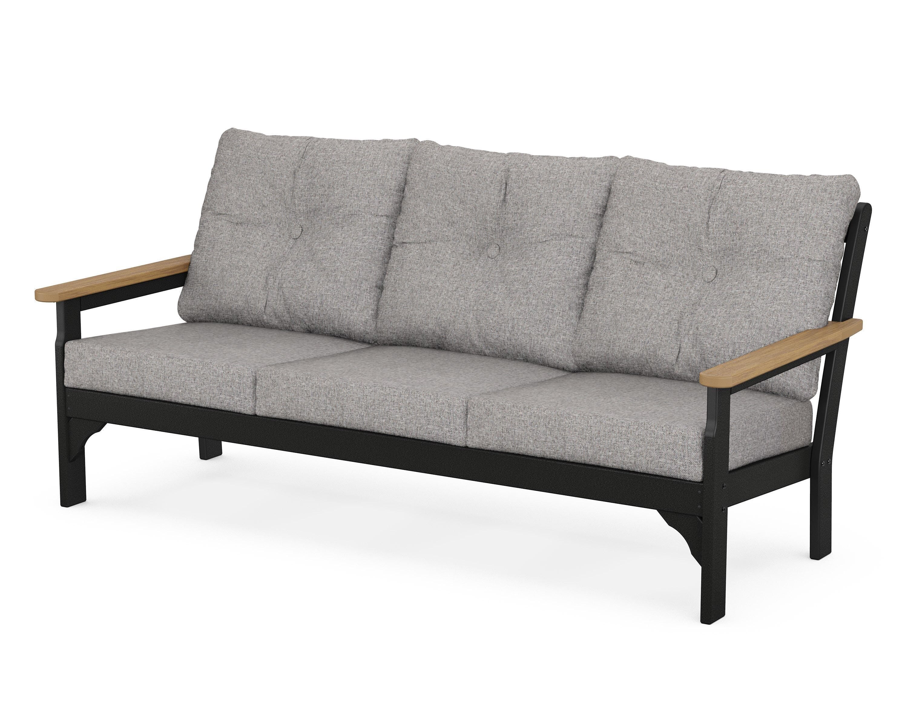 POLYWOOD® Vineyard Deep Seating Sofa in Black / Natural / Grey Mist
