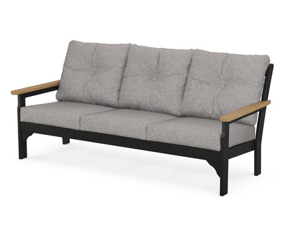POLYWOOD® Vineyard Deep Seating Sofa in Black / Natural / Grey Mist