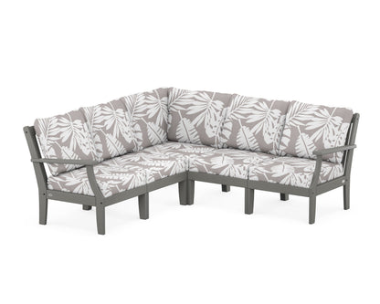 POLYWOOD® Braxton Modular 5-Piece Deep Seating Set in Slate Grey / Leaf Grey Mist