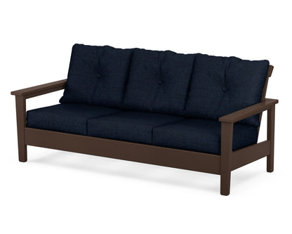 POLYWOOD® Prescott Deep Seating Sofa in Mahogany / Marine Indigo