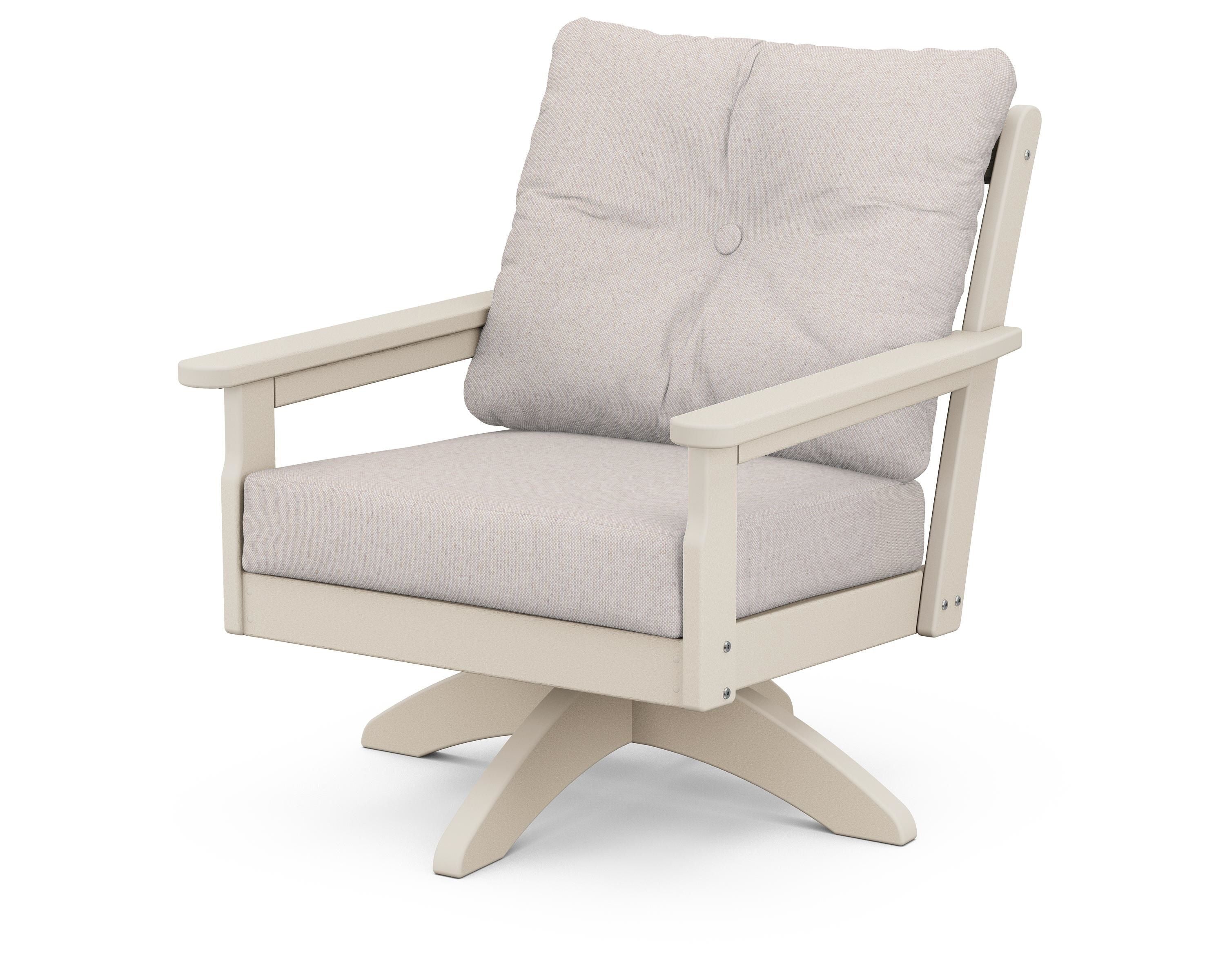 POLYWOOD® Vineyard Deep Seating Swivel Chair in Sand / Dune Burlap