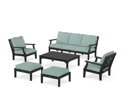 Martha Stewart by POLYWOOD® Chinoiserie 6-Piece Lounge Sofa Set in Black / Glacier Spa