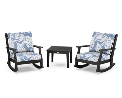 Country Living Wovendale 3-Piece Deep Seating Rocker Set in Black / Leaf Sky Blue