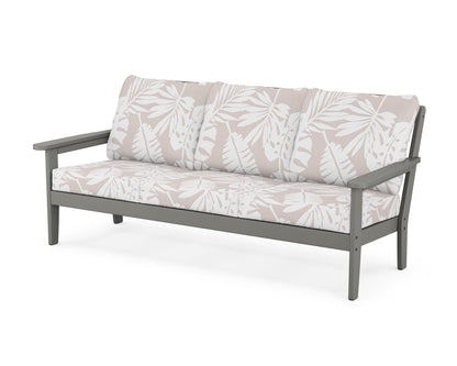 Country Living Cottage Deep Seating Sofa in Slate Grey / Leaf Dune Burlap