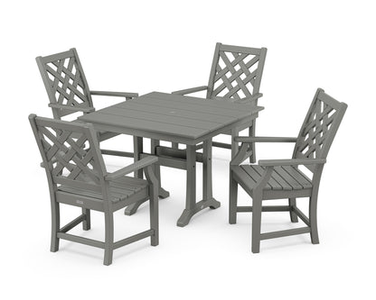 Country Living Wovendale 5-Piece Farmhouse Dining Set with Trestle Legs in Slate Grey