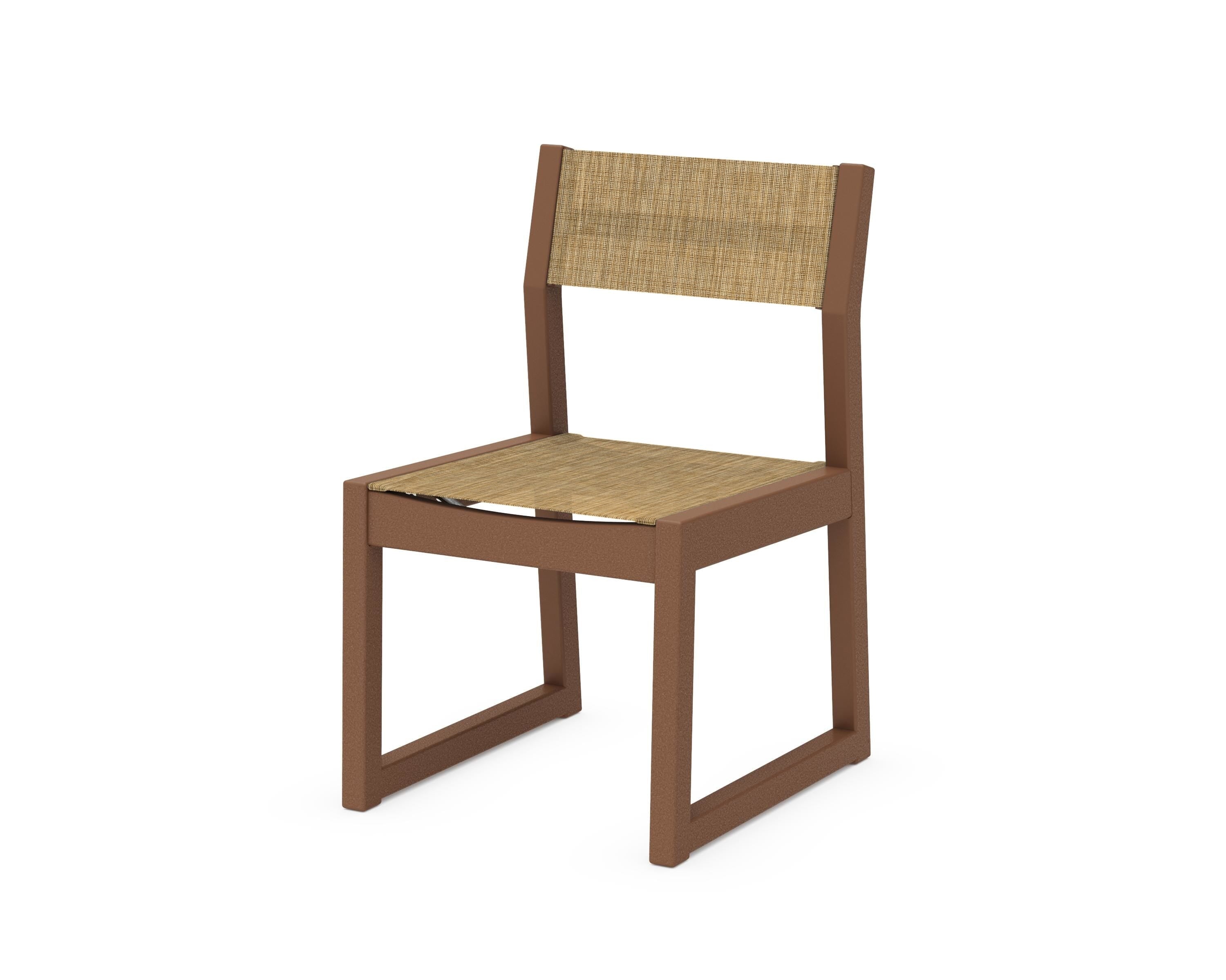 POLYWOOD® EDGE Sling Dining Side Chair in Teak / Burlap Sling
