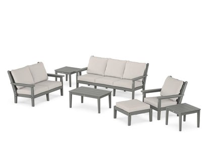 POLYWOOD® Chippendale 7-Piece Deep Seating Set in Slate Grey / Cast Ash