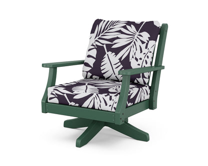 Country Living Wovendale Deep Seating Swivel Chair in Green / Leaf Navy