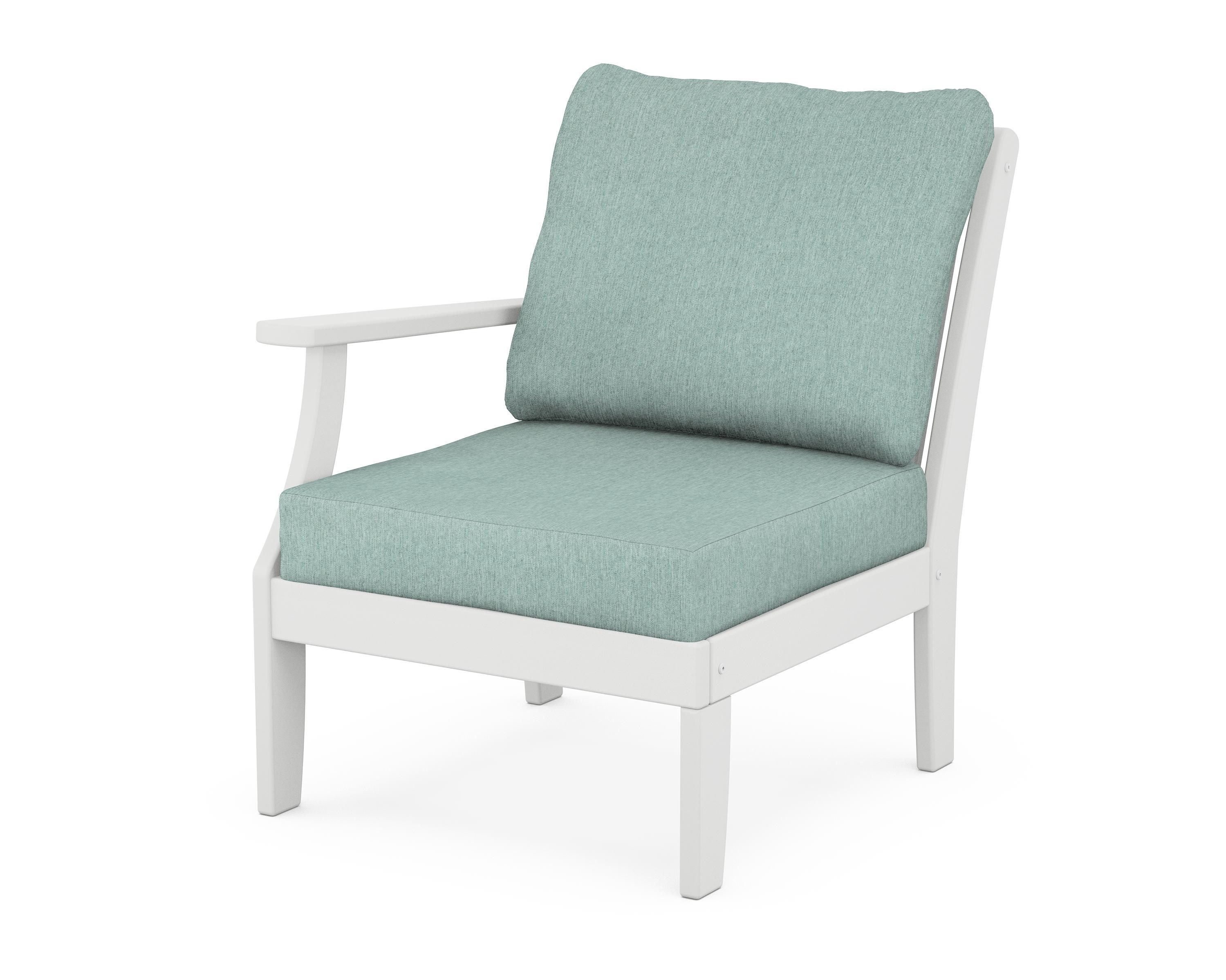 POLYWOOD® Braxton Modular Left Arm Chair in White / Glacier Spa
