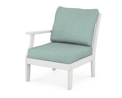 POLYWOOD® Braxton Modular Left Arm Chair in White / Glacier Spa