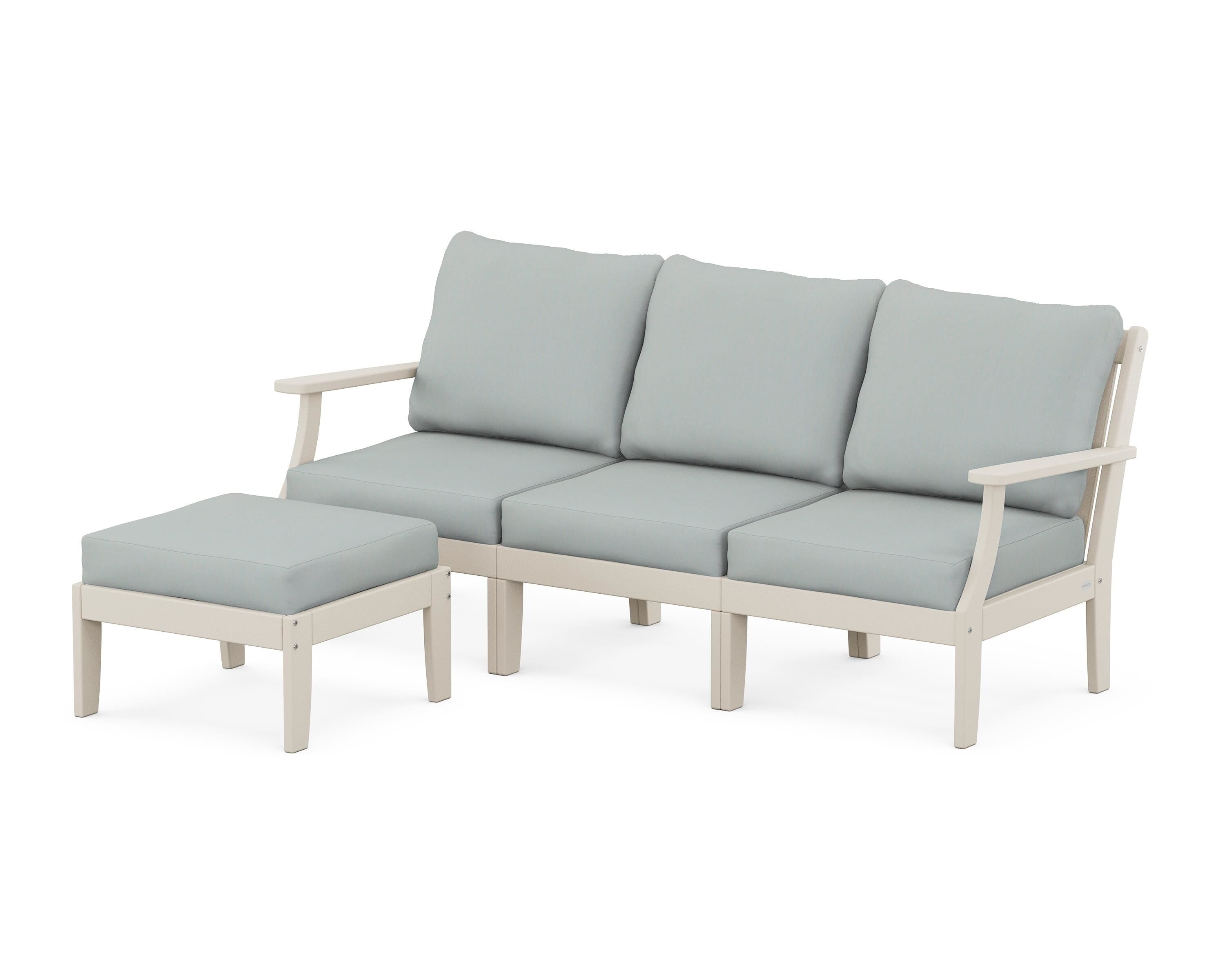 POLYWOOD® Braxton Modular 4-Piece Deep Seating Set with Ottoman in Sand / Spa