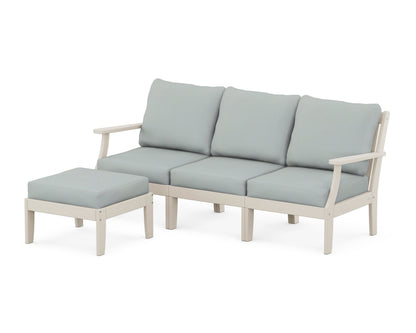 POLYWOOD® Braxton Modular 4-Piece Deep Seating Set with Ottoman in Sand / Spa
