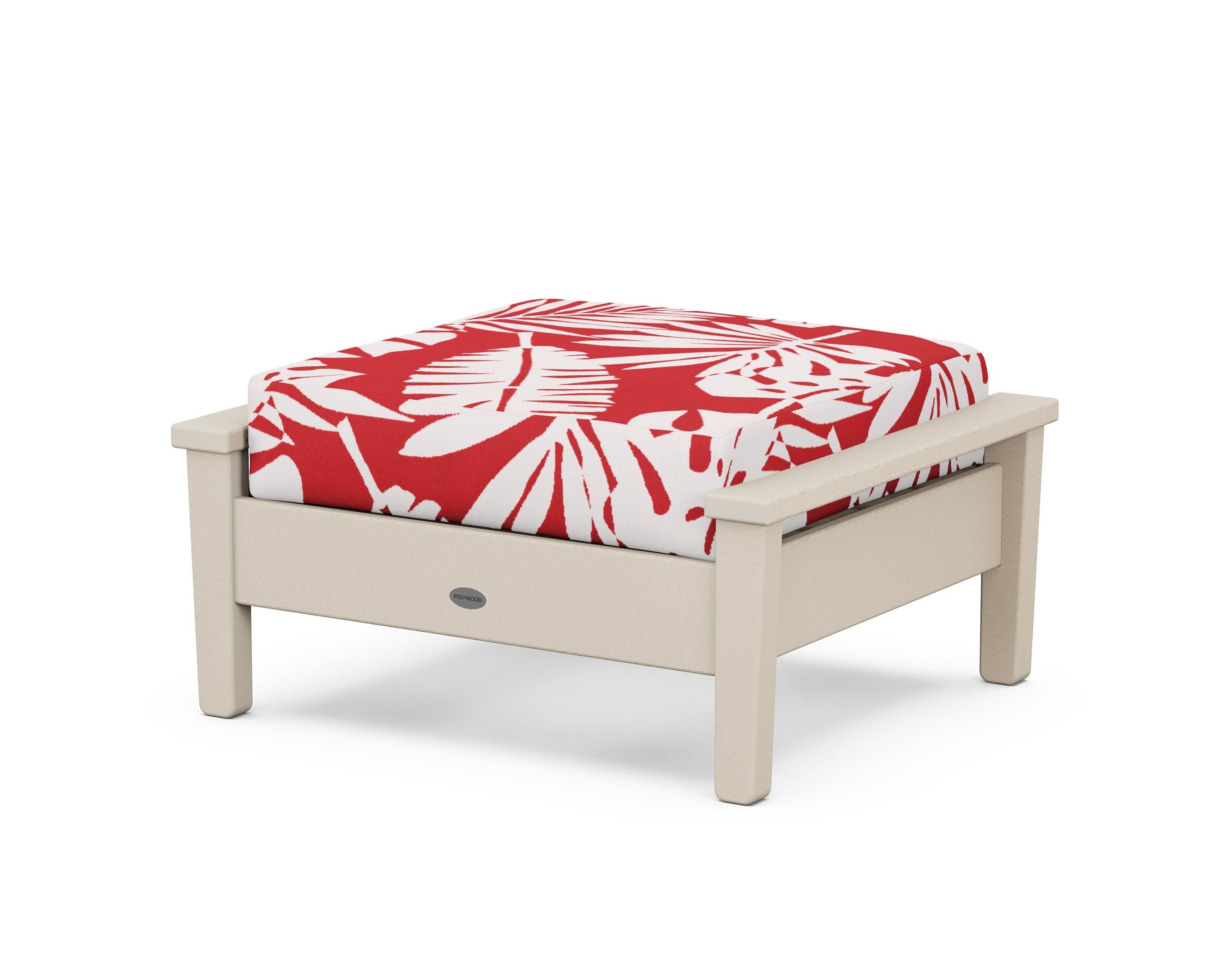 POLYWOOD® Prescott Deep Seating Ottoman in Sand / Leaf Crimson