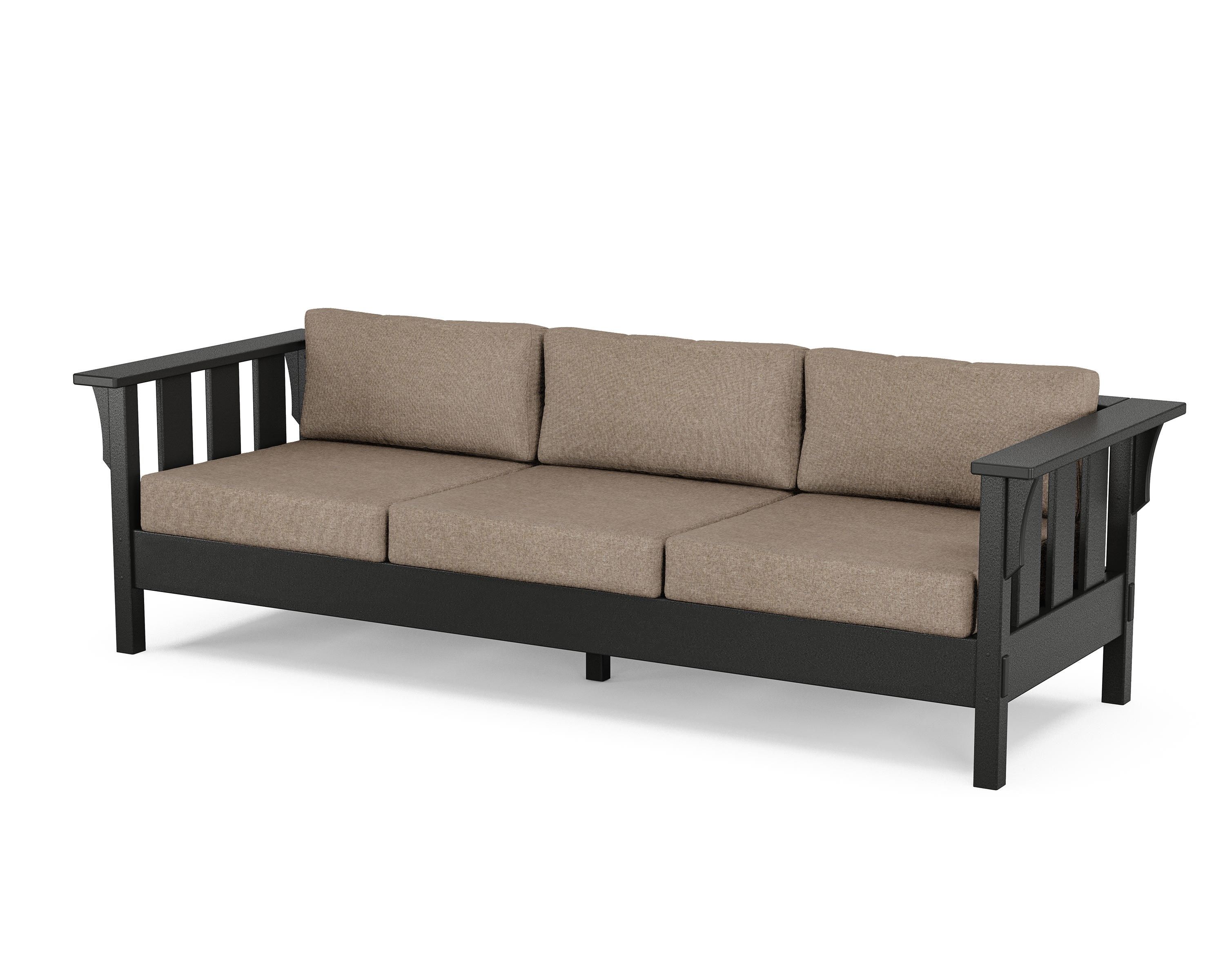 Martha Stewart by POLYWOOD® Acadia Deep Seating Sofa in Black / Spiced Burlap