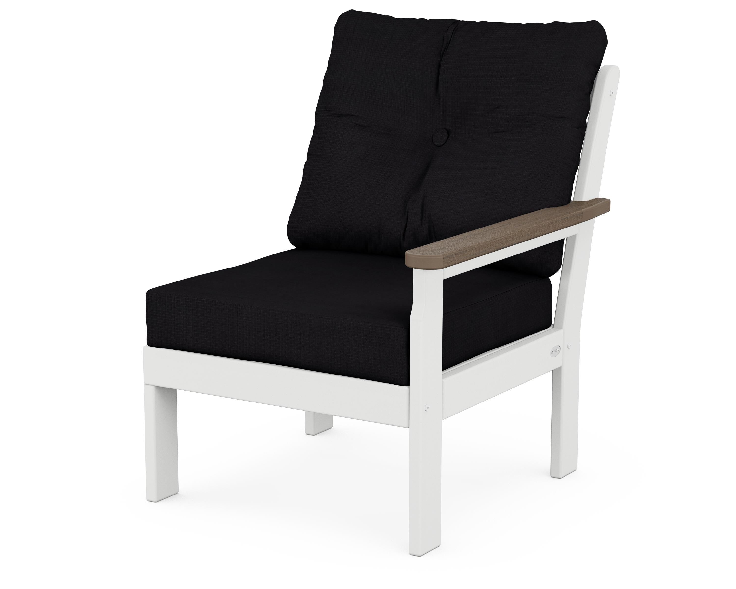 POLYWOOD® Vineyard Modular Right Arm Chair in White / Kona / Midnight Linen