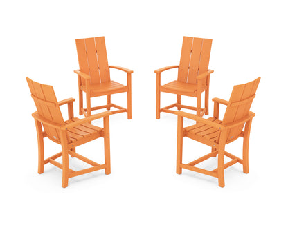 POLYWOOD® Modern 4-Piece Upright Adirondack Conversation Set in Tangerine
